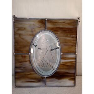 Stained Glass Panel Waterfowl Ducks Hanging Wildlife Tan